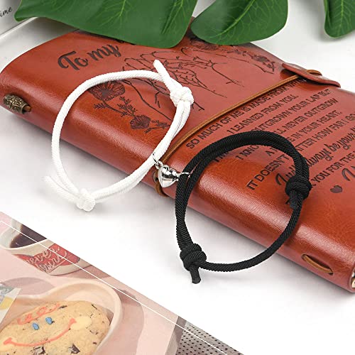 Magnetic Couple Bracelets, Mutual Attraction Bracelets Vows Of Eternal Love, Couple Bracelets Adjustable, Jewelry Gifts Express Love For Boyfriend Girlfriend Best Friends (Black+Pink) #TOP3