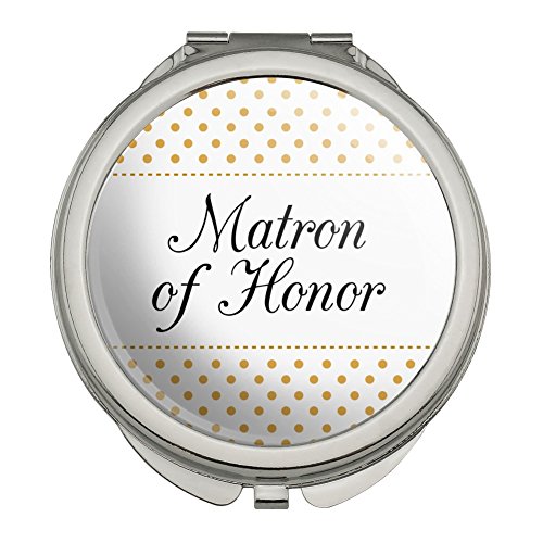 Matron of Honor Wedding Elegant Polka Dots Compact Travel Purse Handbag Makeup Mirror