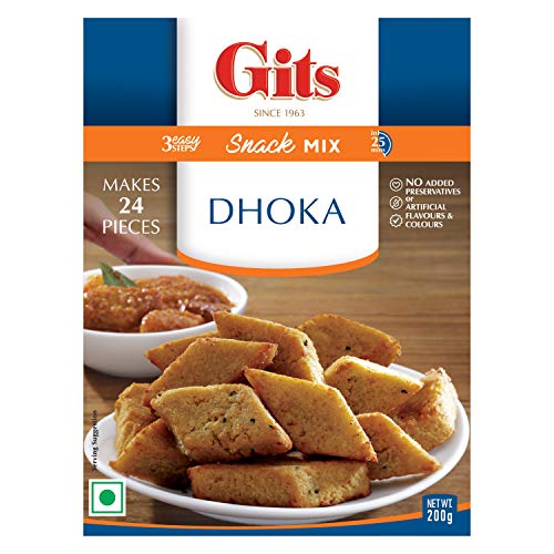 Image of Gits Instant Dhoka Snack Mix, Makes 24 Pieces, Pure Veg, Indian Snack Mix, 200g (Pack of 2)