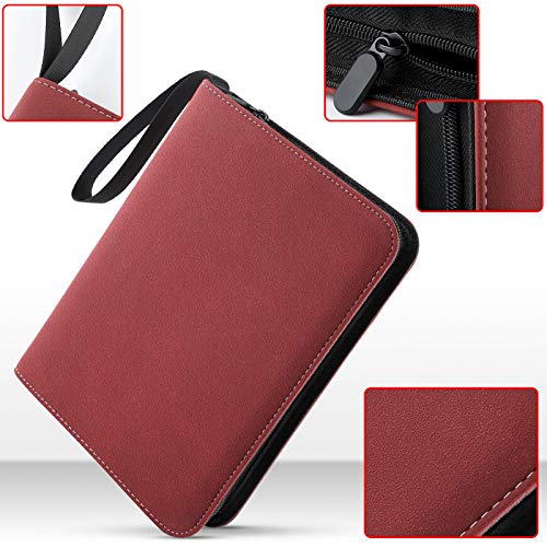 720 Pockets Large Baseball Card Binder Leather, Trading Card Binder Holder Carrying Case, Cards Protector Sleeves Compatible with Pokemon, TCG, Skylanders, Top Trumps, Football Sports Cards, Burgundy - Thumbnail 6