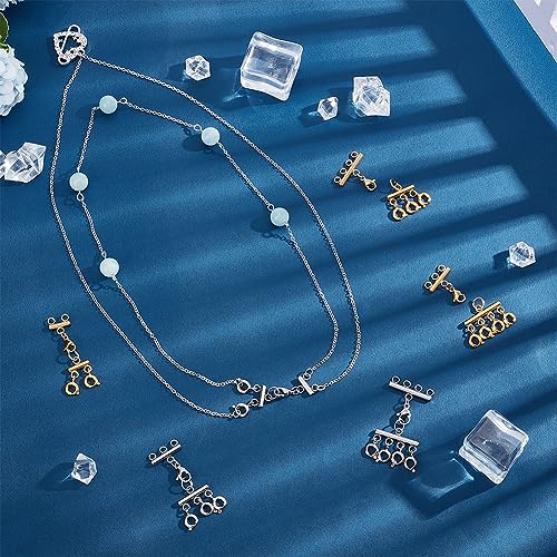 UNICRAFTALE 6Pcs 2 Colors 3 Styles Jewelry Clasps Kit 304 Stainless Steel Lobster Claw Clasps Multi-Strand Lock Clasp Necklace Connector for Multiple Necklace Layering Clasps - Image 2