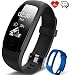ANEKEN Fitness Tracker Activity Tracker with Heart Rate Monitor IP67 Bluetooth Smart Bracelet with Pedometer Sleep Monitor Watch with Replacement Strap for Android iOS Smartphone, Black