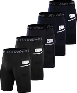Roxdme 5 or 1 Pack Compression Shorts Men Spandex Sport Shorts Athletic Workout Running Tights Performance Underwear