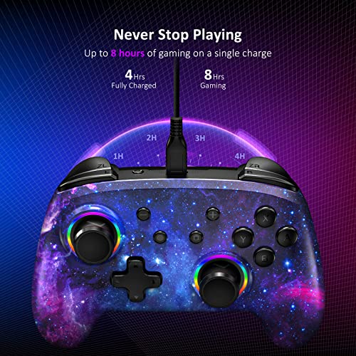 NexiGo Hall Effect Controller (No Drift, No Deadzone) with Hall Sensing Joystick for Switch/Switch Lite/OLED, Wireless Bluetooth Controller with Motion Control, RGB Light, Turbo (Cosmic Nebula) - Thumbnail 5