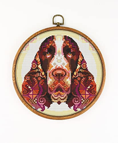 Spaniel English Springer CS759-1 - Counted Cross Stitch KIT#2. Set of Threads, Needles, AIDA Fabric,