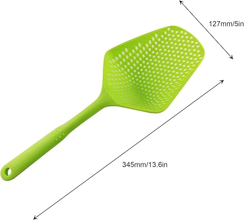 Colador de nailon rojo de cocina, colador de cuchara, cuchara espumadera con mango largo, coladores de drenaje, palas con fugas de agua, coladores