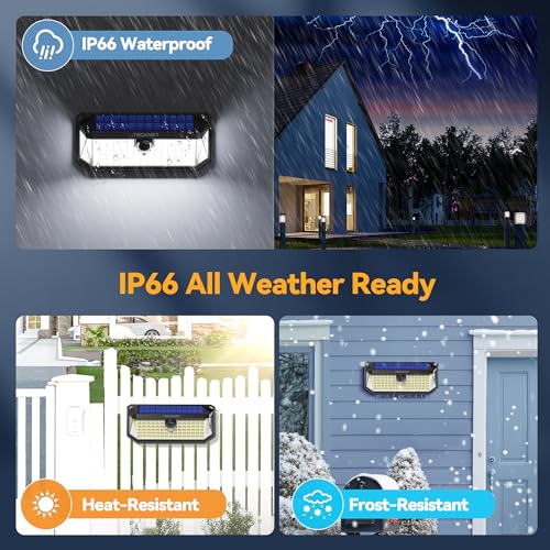 TECKNET-461-LED-Solar-Motion-Lights-Outdoor-300-Angle-3-Lighting-Modes-Motion-Sensor-Light-Outdoor-2-Pack-Security-Solar-Lights-IP66-Waterproof-for-Fence-Front-Door-Yard-Deck-Garden-Garage-House