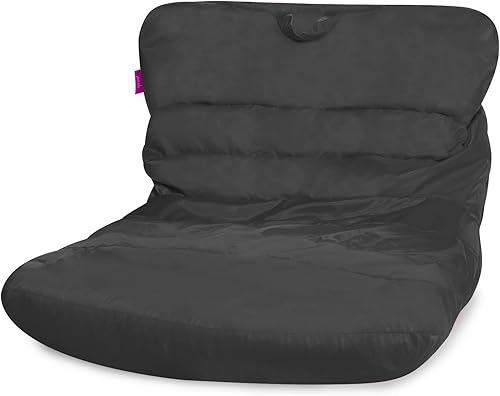 Miniatura 3 de Posh Creations Puf estructurado cómodo para jugar, leer y ver la televisión, tumbona Laguna, microgamuza - gris carbón Criaturas de tela para
