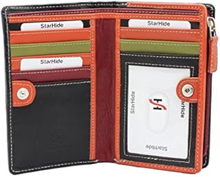 STARHIDE Ladies RFID Blocking Compact Multi Colour Soft Real Leather Wallet 5540