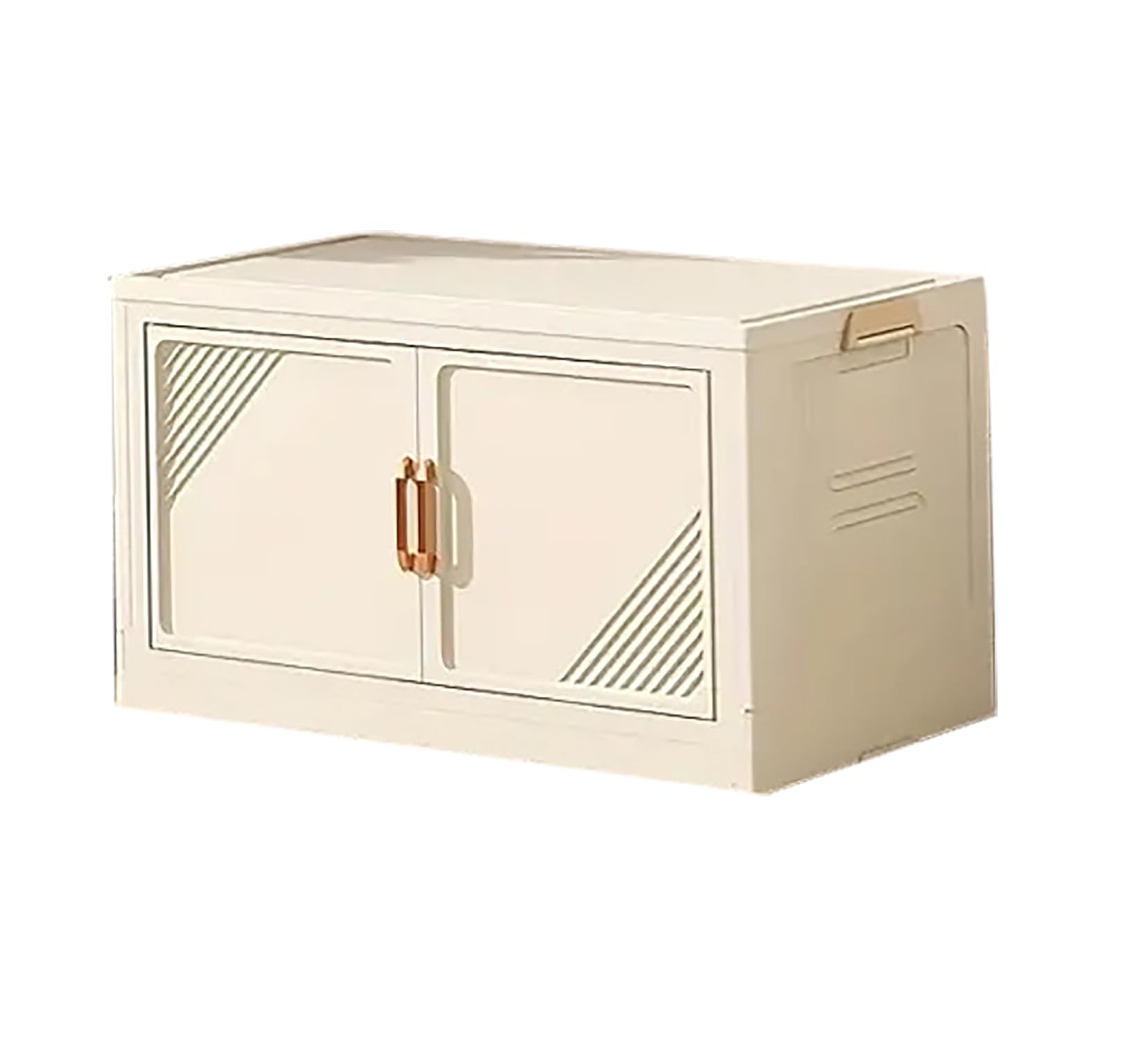 House of Quirk Plastic Storage Bins for Closet Organizers, Folding Storage Box, Stackable Storage Bins with Open Front Door, Collapsible Storage Bins 45cm ((1 Layer, Beige))