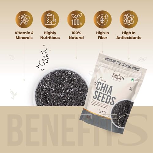 Image of KitchenSmith Premium Chia Seeds - Pack of 2 (200gm Each) | Raw Chia Seeds For Eating | Natural Plant-Based Seeds | Omega-3 Source | Everyday Superfood Use | Clean & Versatile Pantry Essential