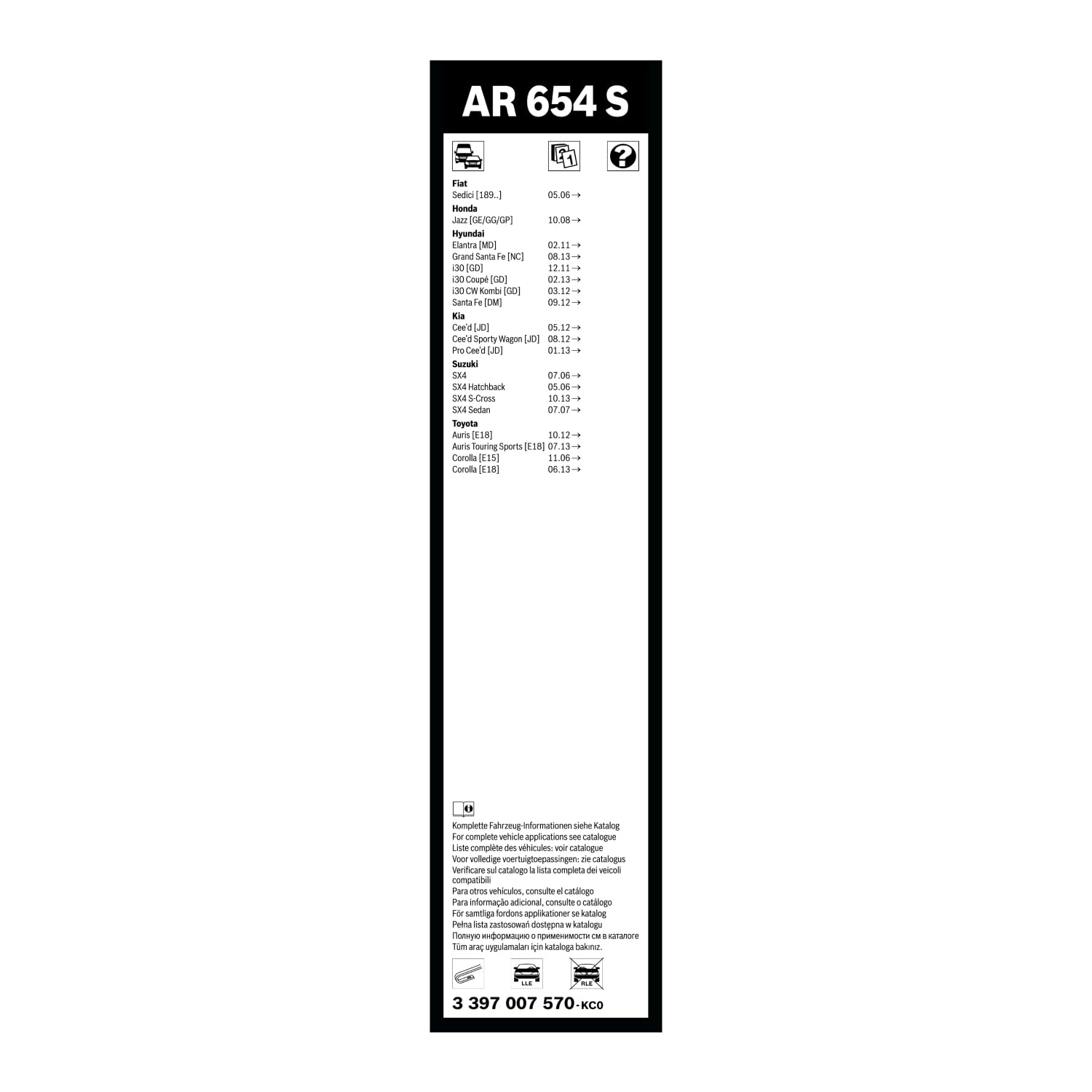 BOSCH Spazzola tergi 3397007570 Compatibile con: FIAT SEDICI, HONDA JAZZ II, JAZZ III, HYUNDAI ELANTRA V Stufenheck, GRAND SANTA FÉ, i30, i30 Coupe, i30 Hatchback Van, i30 Kombi, i30 Kombi Van
