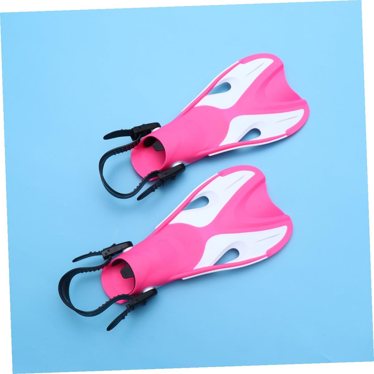 POPETPOP Adjustable Adult Snorkeling Fins Pink White Size 37-41, Open Heel Diving Flippers for Swimming Training and Outdoor Water Sports