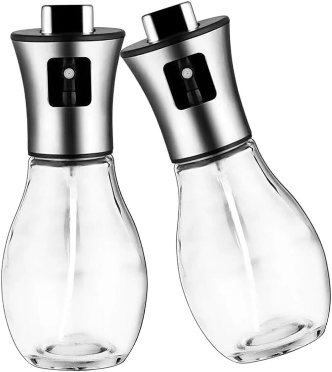 Garneck 2pcs Stainless Steel Cooking Oil Sprayer Bottle Oil Dispenser Sprayer for Kitchen Barbecue Glass Strainer