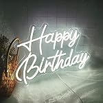 Fespcj – Happy Birthday Neon Zeichen Wiederverwendbare Weiße LED Neon