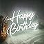 Happy Birthday Neon Sign Reusable White LED Neon Night Light Birthday ...