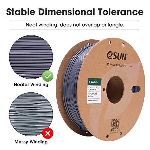Image of eSUN PLA Filament 1.75mm, High Toughness 3D Printer Filament Upgraded PLA Filament, Dimensional Accuracy + /- 0.03mm, 1KG per Spool, 4 Spools 3D Printing Filament for 3D Printers, Grey