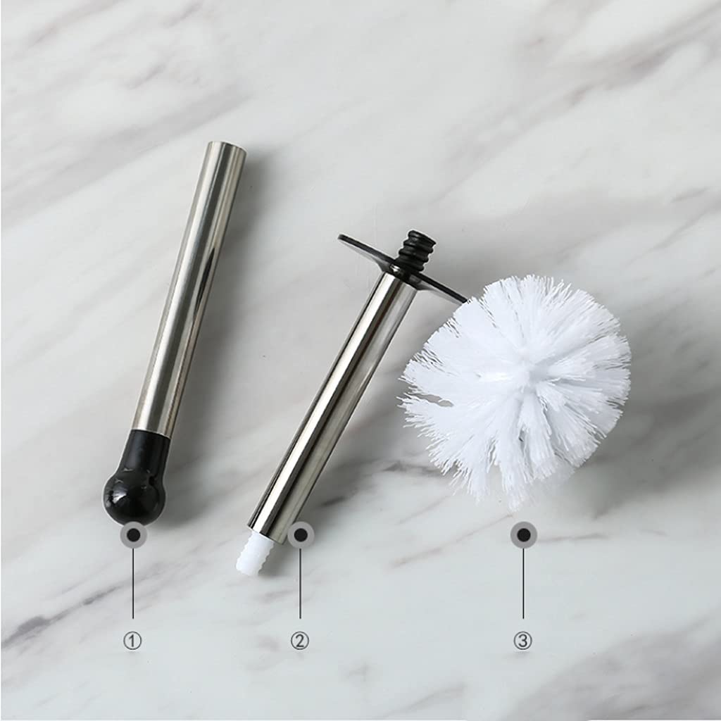 Pennello per il bagno Portabicchieri per la spazzola WC Set di ceramica per uso cucina Spazzola per la pulizia della toilette in acciaio inox Manico lungo Lavori igienica Pennello a 360 ° Nessuna penn