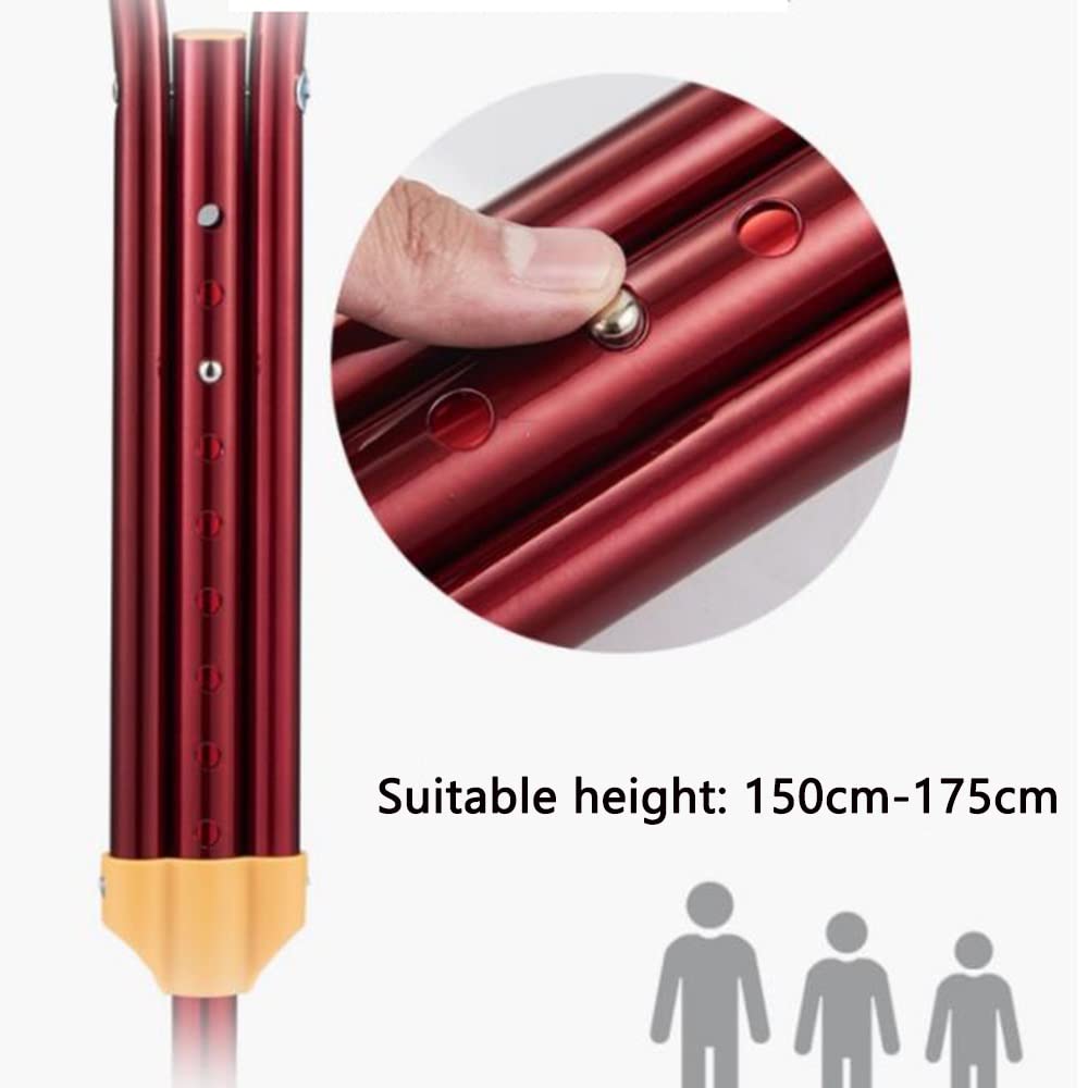 Bastón De Aluminio para Caminar, X2 Ortopédicas Bastones Regulables Muletas Adulto, Bastón De Antebrazo para Jóvenes, Azul/Rojo (Color : Red)