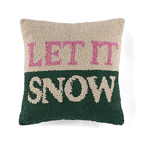Shiraleah "Let It Snow Pink and Green Decorative Pillow
