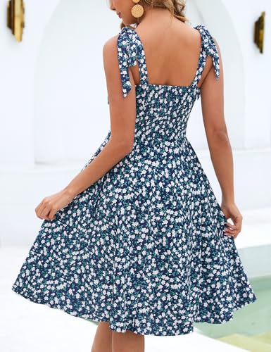 Image of Kranda Women 2026 Summer Casual Spaghetti Strap Sundress V Neck Sleeveless Flowy Boho Floral Midi Dress with Pockets