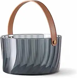 Balde de Gelo Acrílico com Alça de Couro 4L – Champanheira/Cervejas/Espumantes – Transparente e Elegante para Festas e Eventos