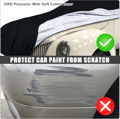 Image of Waterproof Car Cover Compatible with Chevrolet El Camino 1968-1972, 300D with Inner Cotton Liner All Weather Classic Car Covers with Zipper Door Reflective Strips Lock for Snow Rain Dust