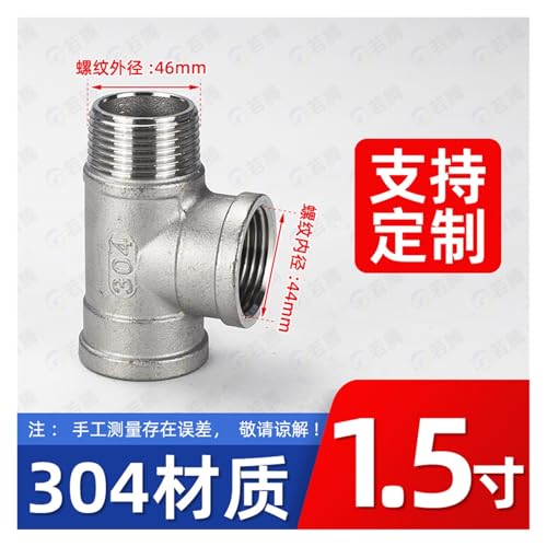 Te de acero inoxidable 304 G1-1/2 con rosca interna y externa para tuberías 3