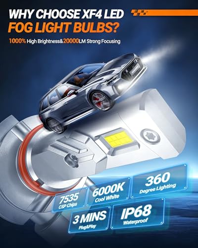 Image of SEALIGHT H11 LED Fog Light Bulb, 35000LM 6500K Cool White, H16 H8 LED Fog Lights Brighter Road Visibility in Fog & Rain, Copper Cooling System, Plug-N-Play, Pack of 2