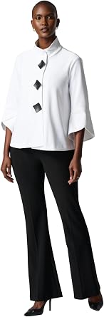 Joseph Ribkoff - Women's Suit Trousers Black - Regular Fit - FR / ES 98 - Button Placket - Cotton Blend - 5 Pockets - Suit - 1981874031