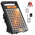 24 Hour Solar Electric Fence Charger, 10 Miles, Up to 10200v Output Range Electric Fence Charger, 0.18J Portable Energizer with Rechargeable Solar Panel for Livestock & Predator Protection