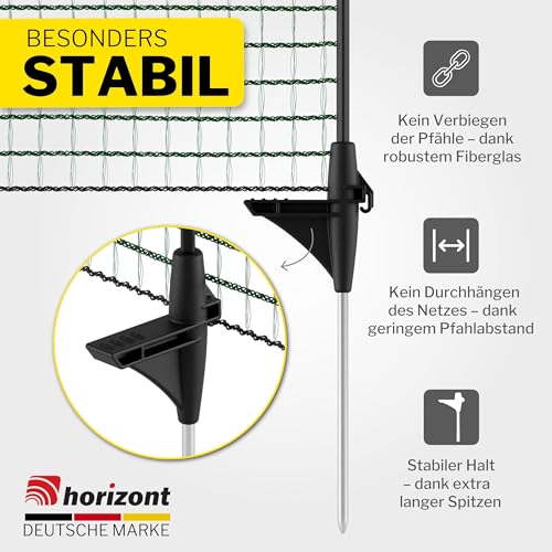 horizont Begrenzungszaun FIX, mobiler Zaun 20 m lang, 120 cm hoch, ideal für große Haustiere, Hundezaun, Camping, Gartennetz, inkl. 12 Pfähle, Absperrzaun, Steckzaun, Auslauf für Hunde