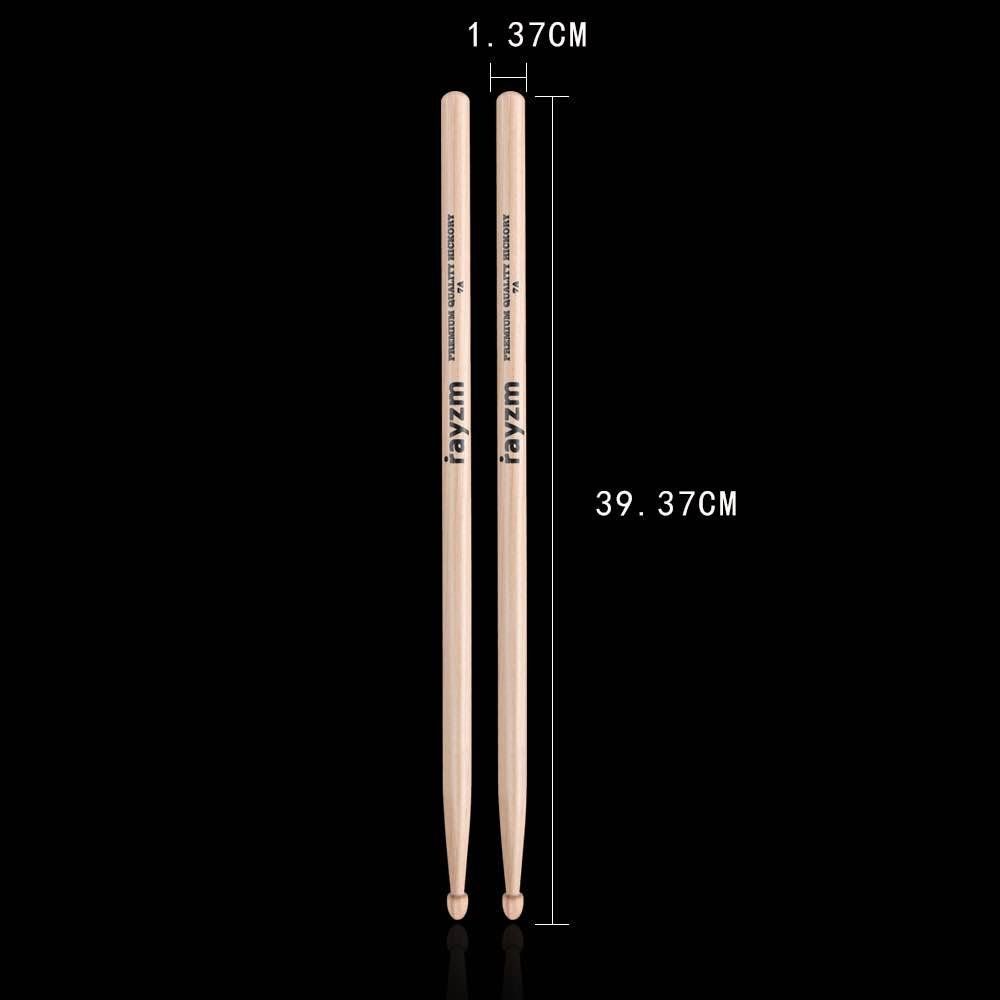 rayzm Baguettes de Batterie (Drum Sticks) 7A, Solides Baguettes Américaines en Essence de Bois Hickory/Baguettes de Batteurs, Embouts en Bois