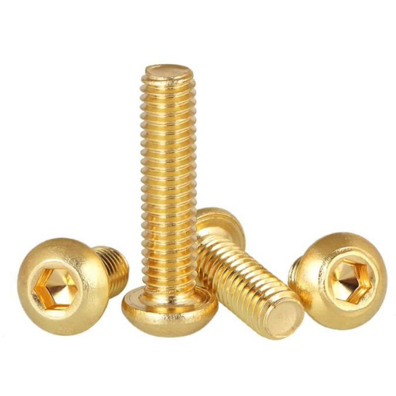 Boulon six pans creux doré M4 anti-corrosion, lot de 60 vis en laiton contre l'usure prématurée