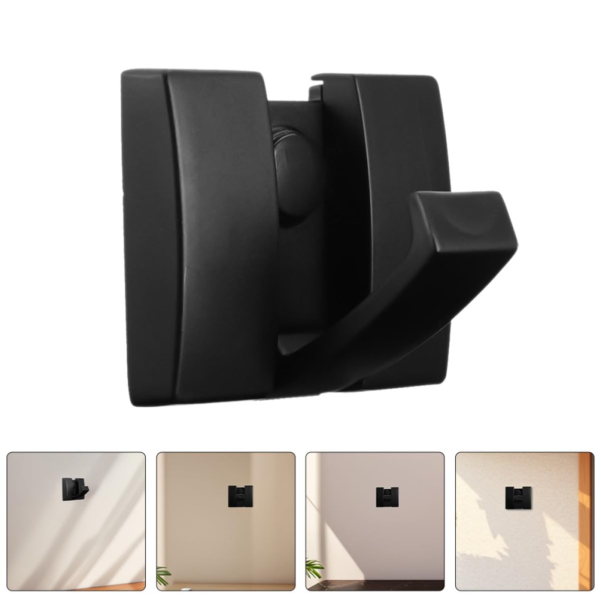 Ganchos de Pared Plegables 4 Piezas de Aluminio Espacial Negro, Colgador Adhesivo Multifuncional para Baño y Dormitorio, Ahorro de Espacio para Toallas y Ropa