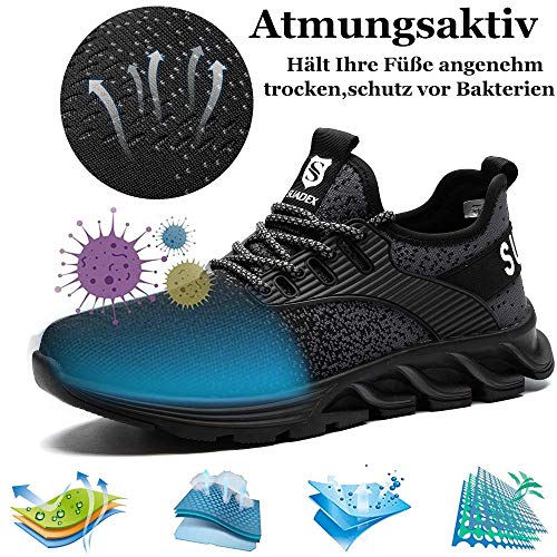 SUADEX Veiligheidsschoenen Heren Dames Werkschoenen mit Staal neus Lichtgewicht Unisex Werkveiligheidsschoenen Ademende - Image 5