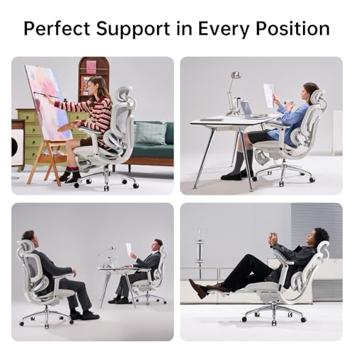 Image of SIHOO Doro C300 Pro V2 Ergonomic Office Chair with Footrest & Full-Body Adaptive Support, 8D Armrests & Breathable Mesh, Comfy High Back Computer Desk Chair for Long Hours, 135 Recline, 2 Packs, GREY