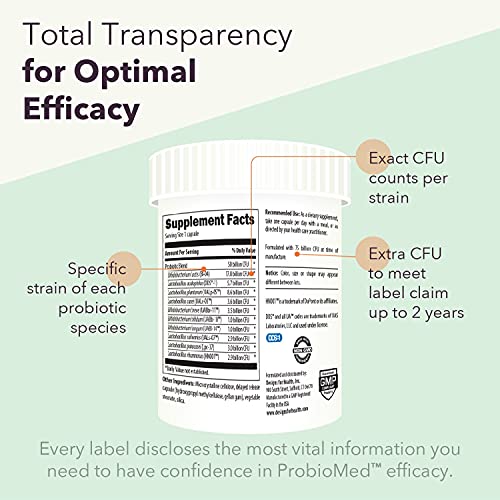 Designs For Health Probiomed 50 - Probiotics For Digestive Health - 10 Strains With Lactobacillus Acidophilus Probiotic + Lactobacillus Rhamnosus - Gut Health + Immune Support Supplement (30 Caps) #TOP1