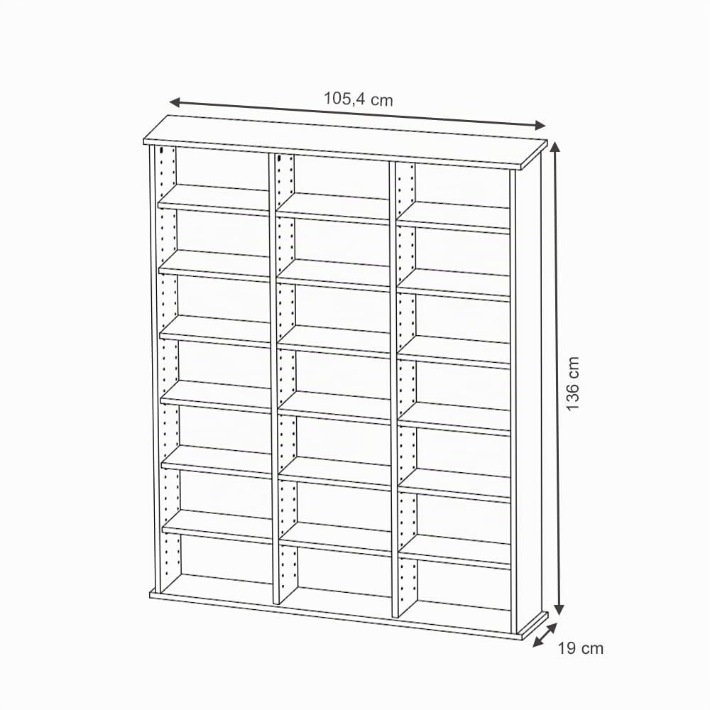 Vicco Scaffale porta cd Jukebox, Bianco, 105.4 x 136 cm