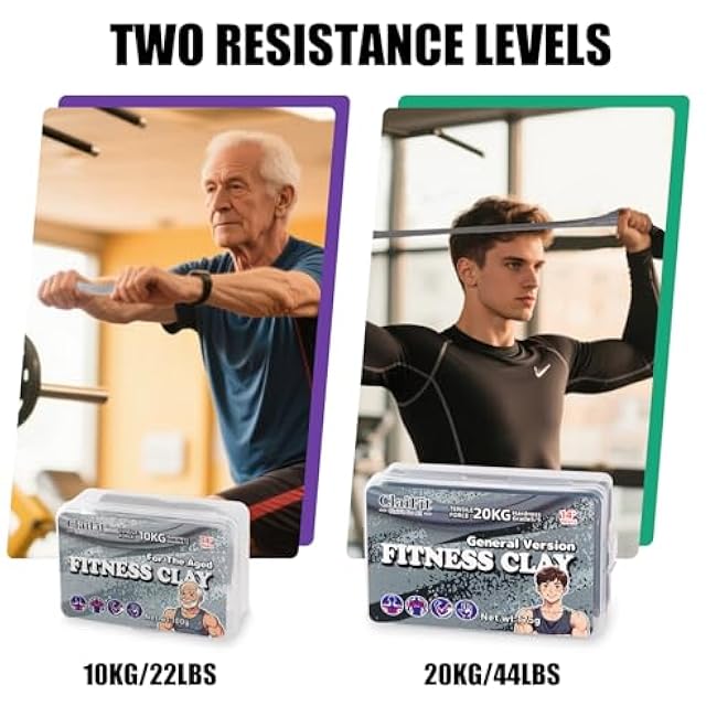 Hand Grip Strengthener Putty - 22LBS & 44LBS Resistance Therapy Putty for Finger Exercise, Arm Muscle Strengthening & Stress Relief - Exercise Putty for Adults & The Elderly