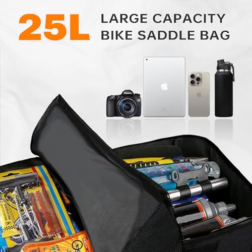 Aikolesa Bike Panniers, Bag Bicycle Saddlebags 25L Saddle Bags Commuting Bag with Reflective Trim for Rear Rack for Mountain Road Electric Bike Black - Thumbnail 4