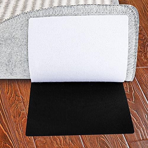 Sillaff Large Size Grippers for Rug, 10 Pairs Hook and Loop Non-Slip Rug Tape for Hardwood Floors and Tiles, Reusable Square Carpet Tape Keep Your Area Rug Corner Flat