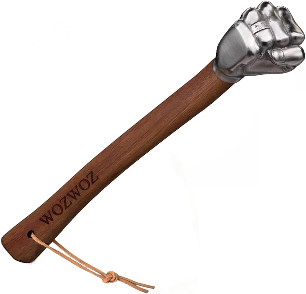 Fist Hammer Tool 2 Lbs Iron Fist-Shaped Sledge Hammer Stainless Steel & Iron Solid Head Wooden Handle Multi-Purpose Tool for Gardening Camping Emergency Use Home/Office Decor, Gifts for Men