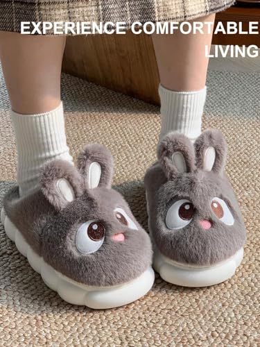 Soft Slippers Plush 3D Bunny Ear Cozy Warm Fuzzy Indoor Shoes for Women Cute Animal Ears House Slippers Non-Slip Winter Home Footwear Comfortable Gift4