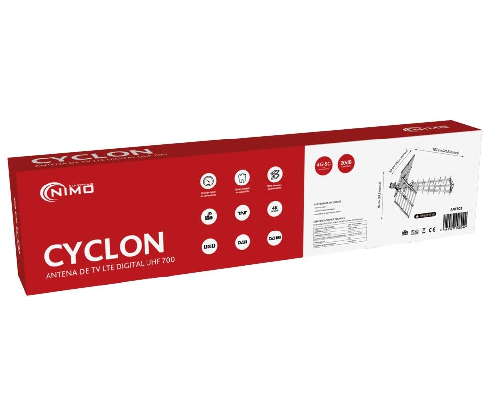 Antena TV LTE 4G/5G Zewnętrzna 20dB CYCLON