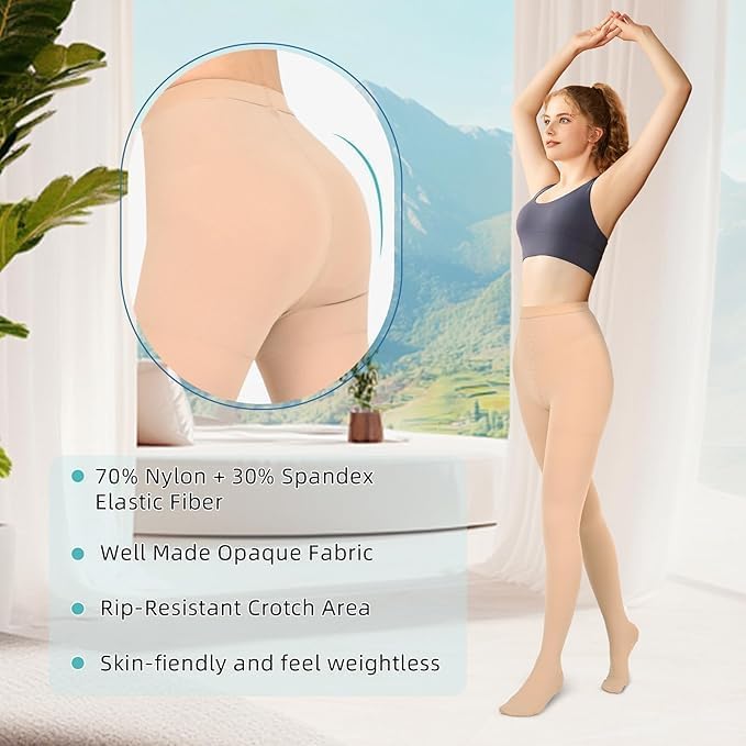 Compression Pantyhose for Women & Men, 20-30mmHg Compression Leggings, Waist High Medical Compression Stockings - Image 5