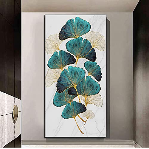 Affiche cerf et feuille ginkgo vert pour decoration salon cocooning