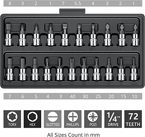 Kwinto 46 In 1 Pcs Tool Kit & Screwdriver and Socket,Hand Tool Kit Wrench Set Multi Purpose Combination Tool Case Precision Socket, All Bike, Car Kit Multicolour