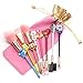 Cute BTS Makeup Brushes Set - 8pcs Fairy Makeup Brushes with Soft Pink Fiber and Metallic Handle for Eyebrow, Eyeshadow, Foundation, Blending and Lips, Great Gift for Sister Girlfriend