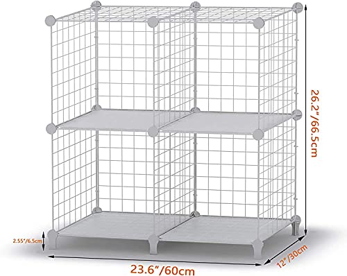 Image of HOMIDEC 4 Cube Wire Storage Shelves, Multifunctional DIY Wire Fence Wardrobe Closet Cabinet Bookcase Bookshelf Perfect for Office /Livingroom /kitchen /Bathroom